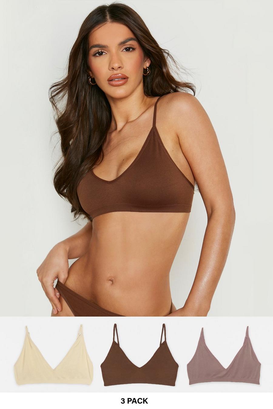 Multi 3 Pack Seamless Triangle Bralette image number 1