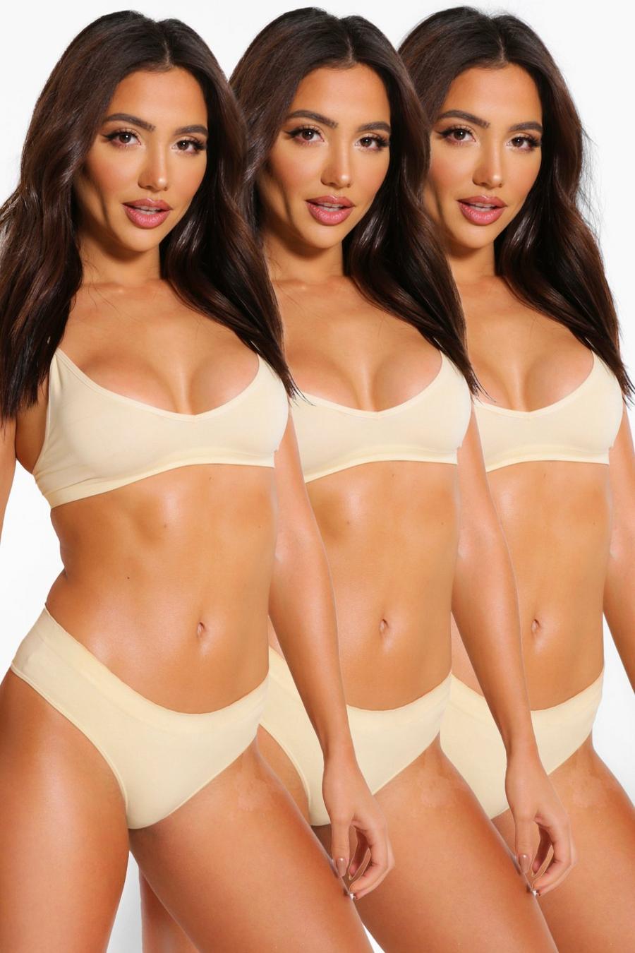 Nude 3 Pack Seamfree Triangle Bralette image number 1