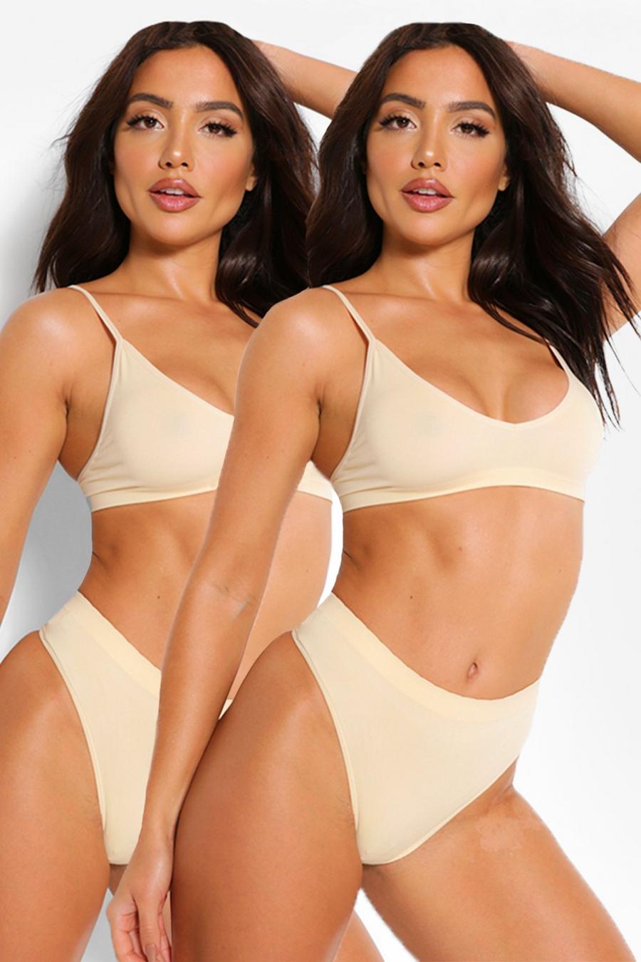 Nude 2 Pack Seamfree Triangle Bralette image number 1