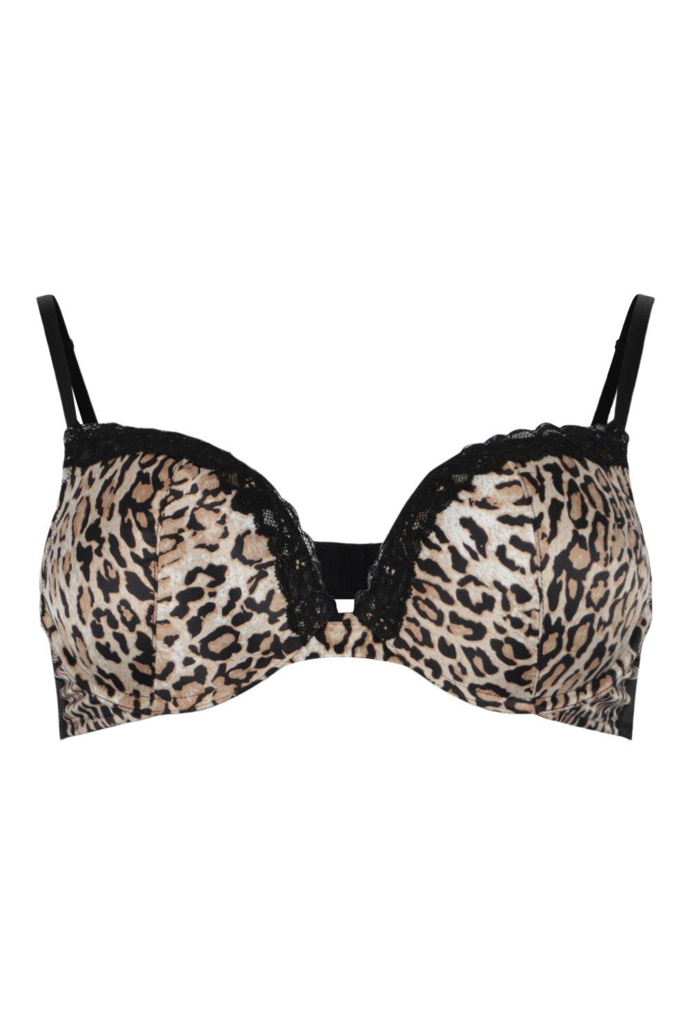 Leopard Satin Super Push Up Bra