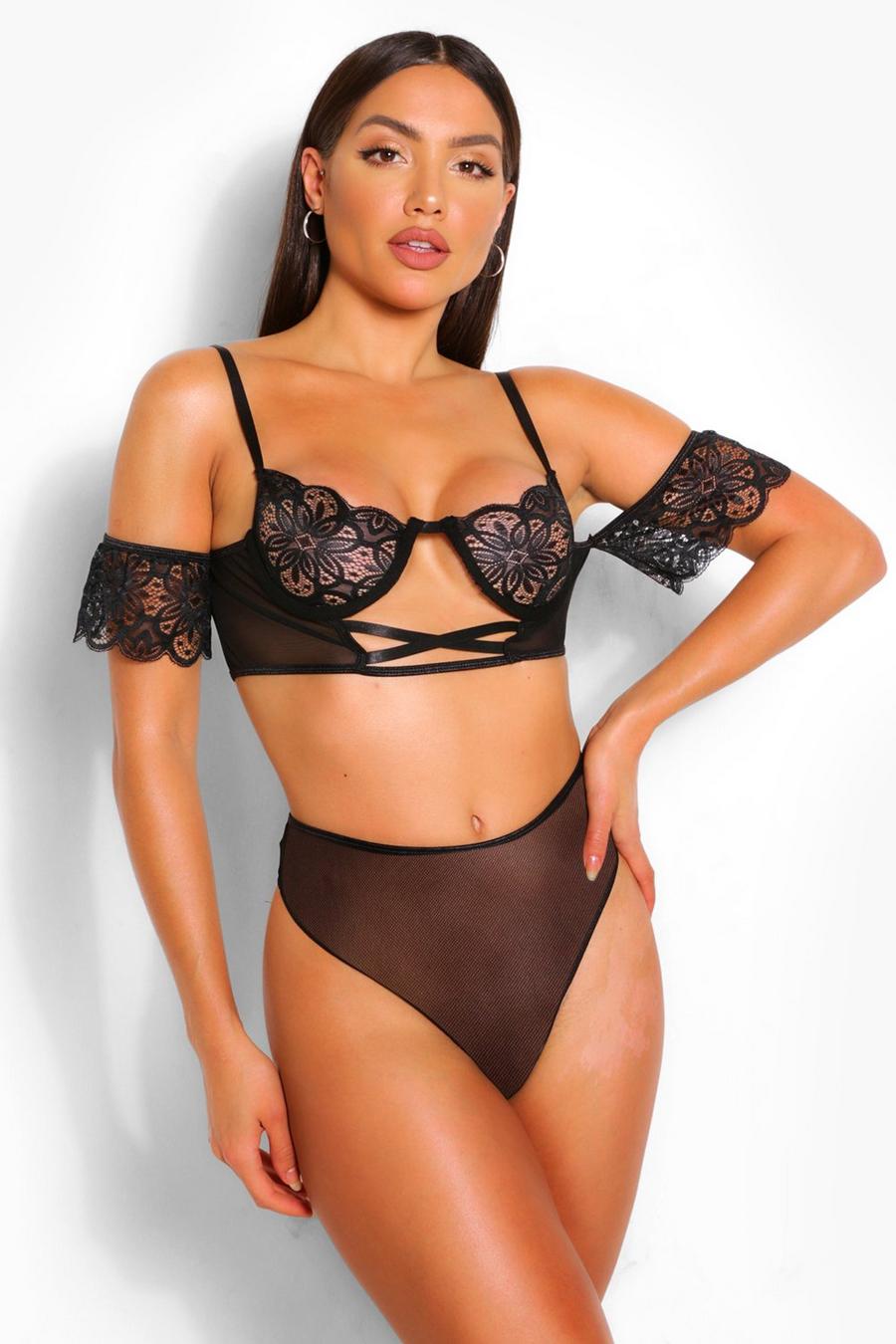 Longline Underwire Bralette and Thong Set image number 1
