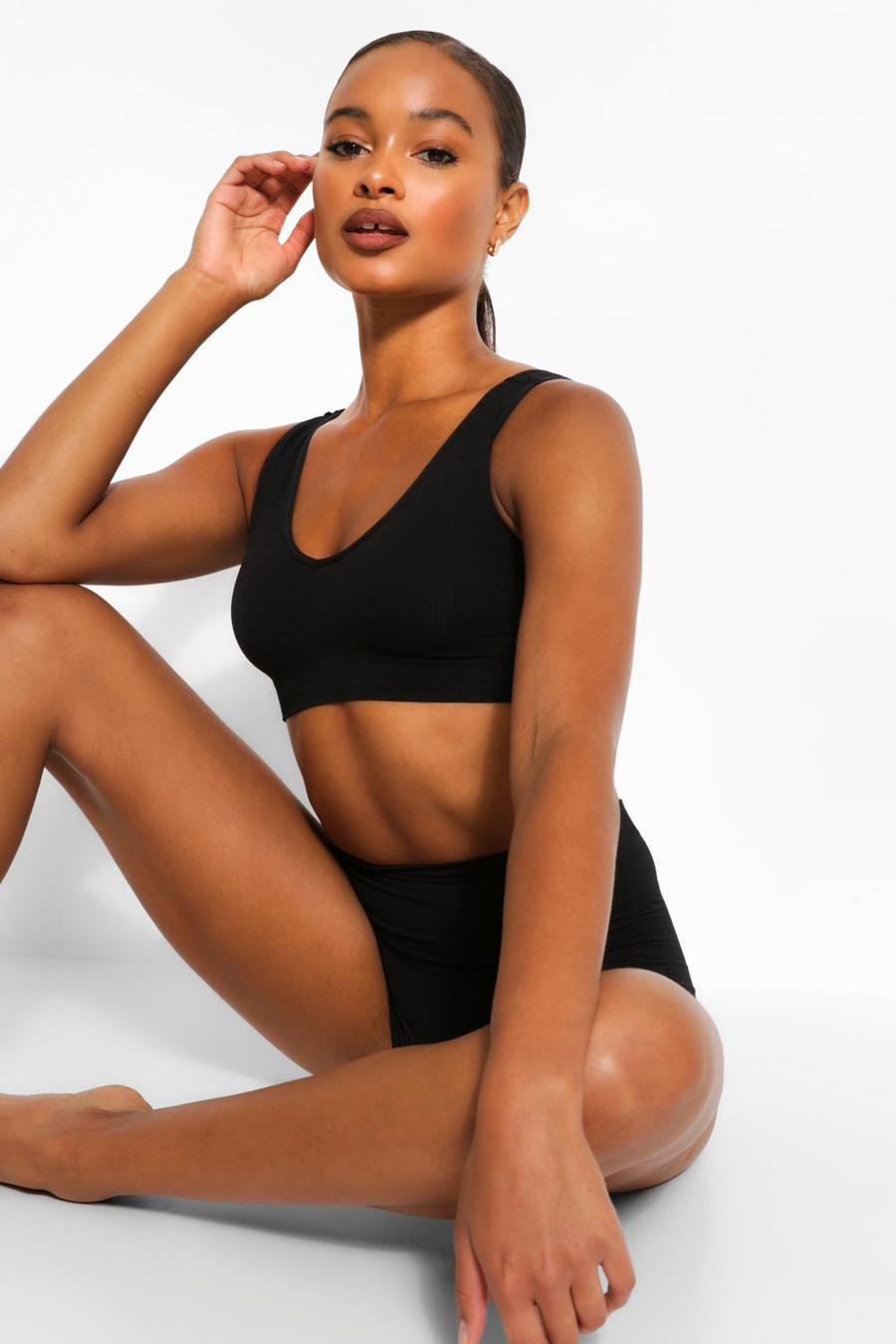 Ribbed Seamless Wide Apex Bralette image number 1