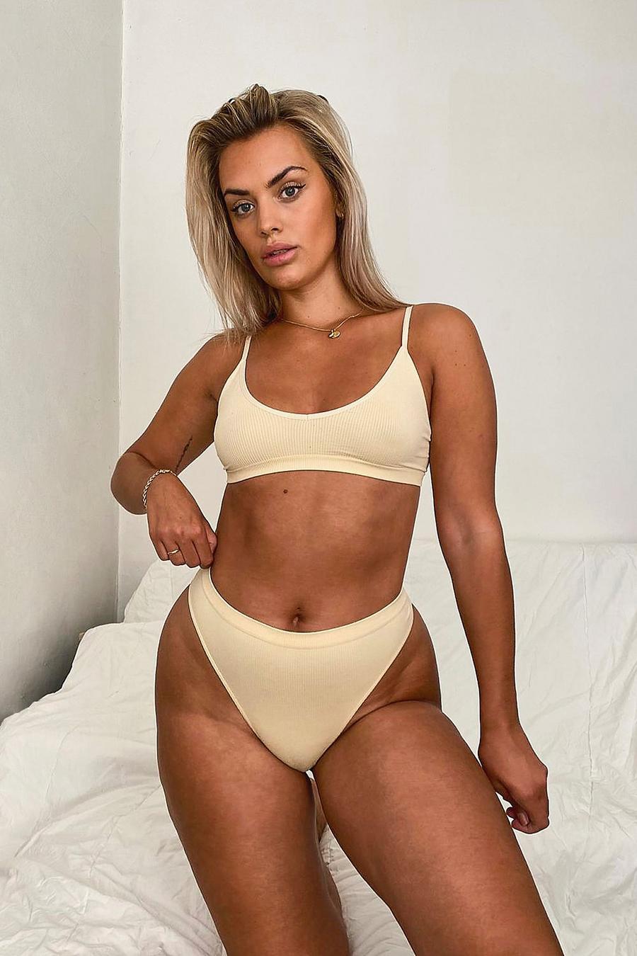 Nude color carne Ribbed Seamless Thong