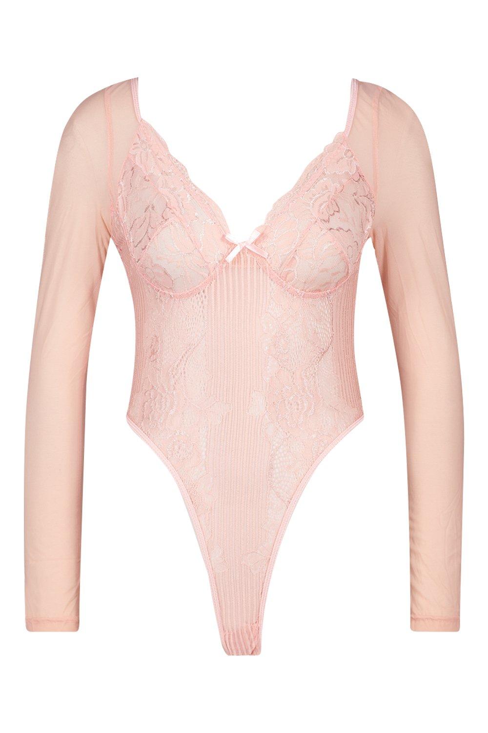 baby pink lace bodysuit