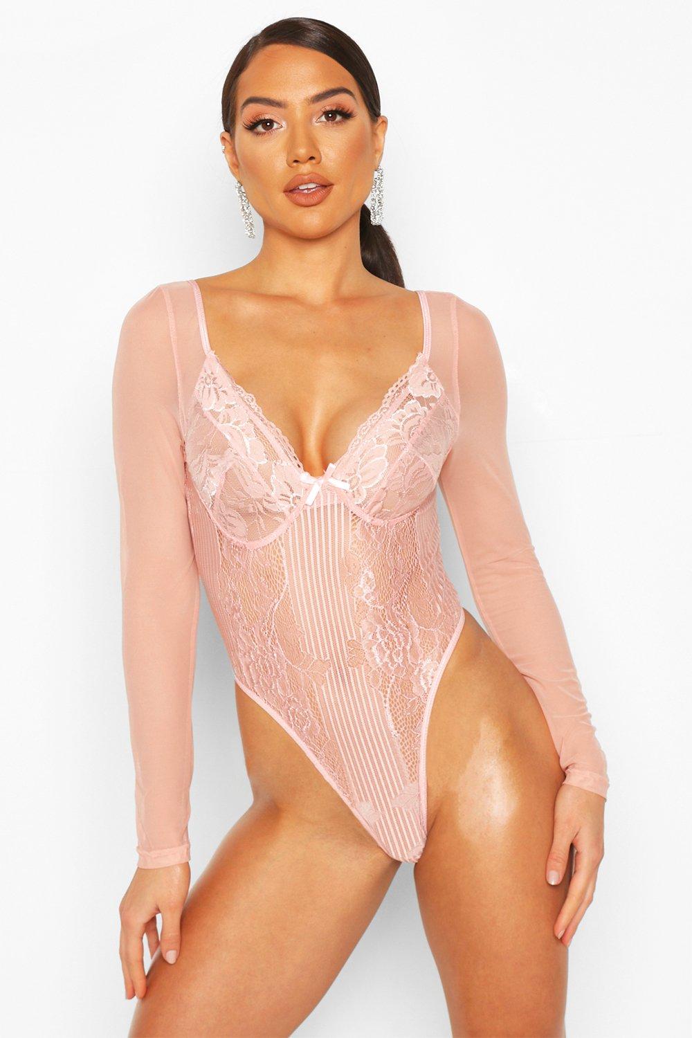 baby pink lace bodysuit