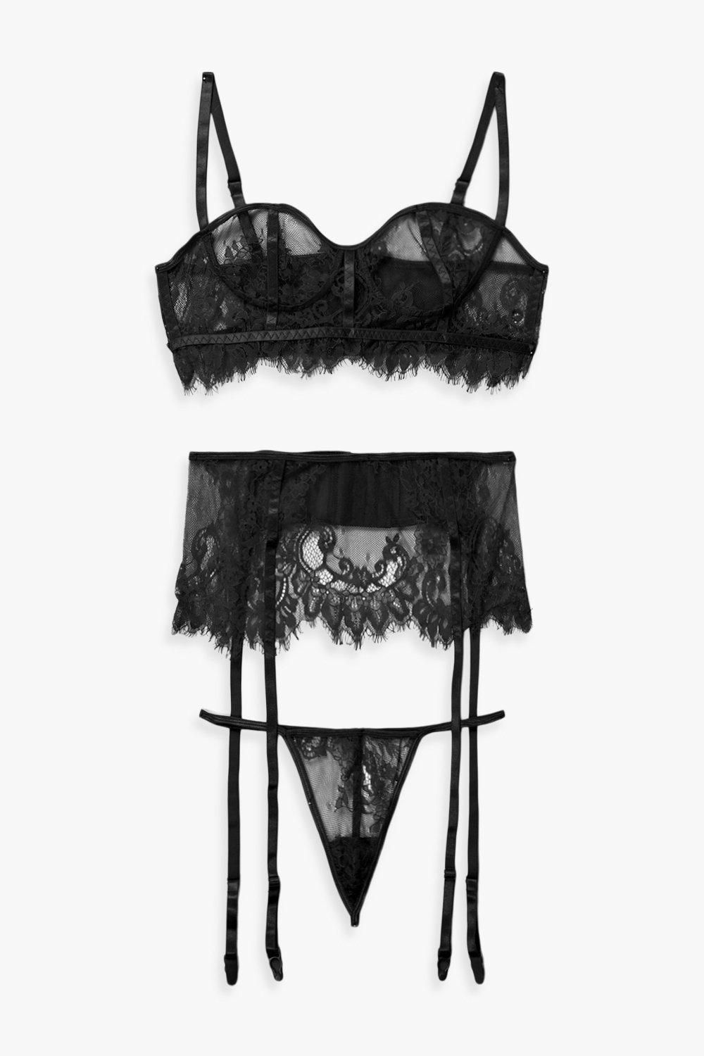 Black Lace Bra & Thong - ShopStyle Clothes and Shoes