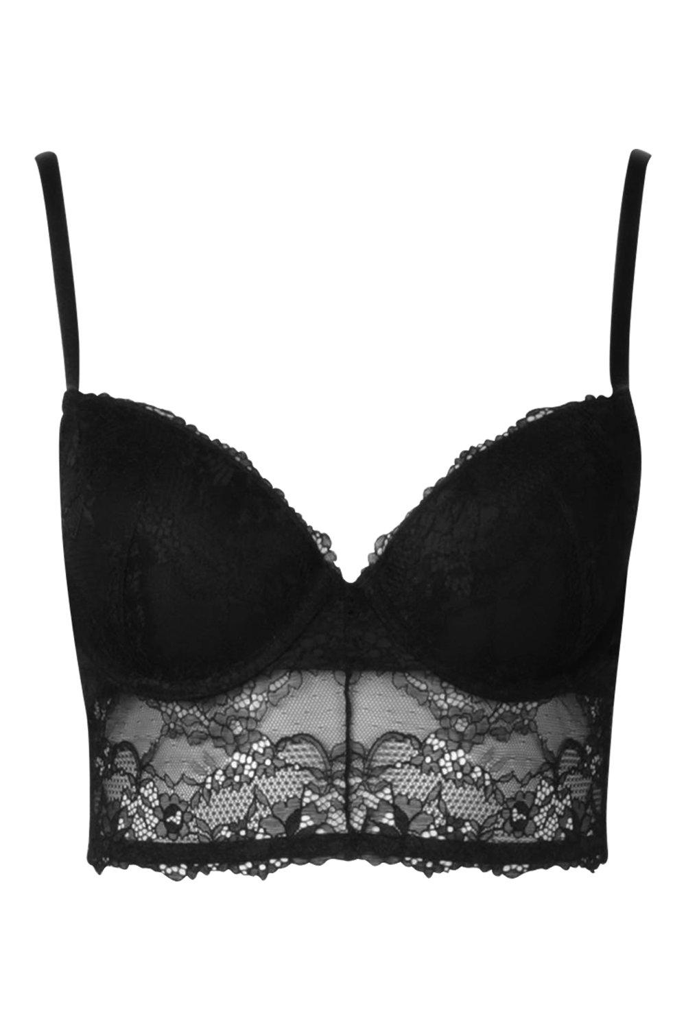 black lace longline bra