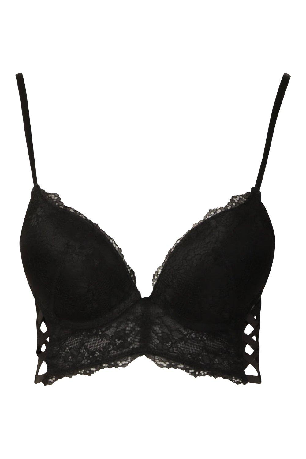 Black Lace Longline Push-Up Bra