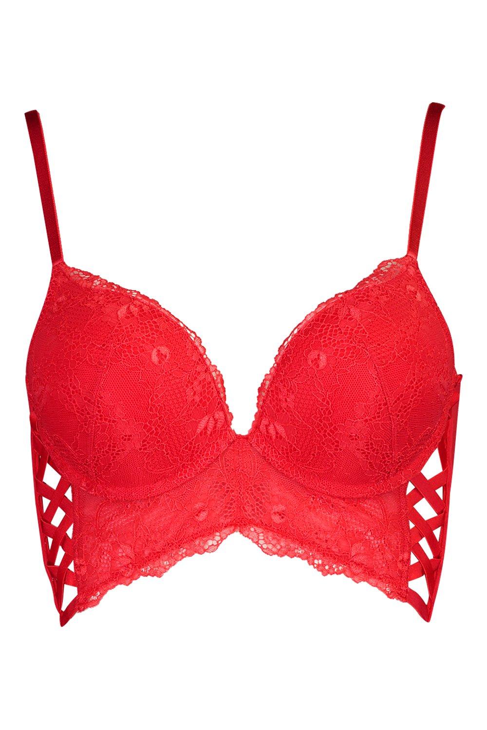 HAIEWRDJ Women's Lace Plus Size Underwired Push Up Adjustable Everyday Bras  (Color : Red, Size : 44D) : : Fashion