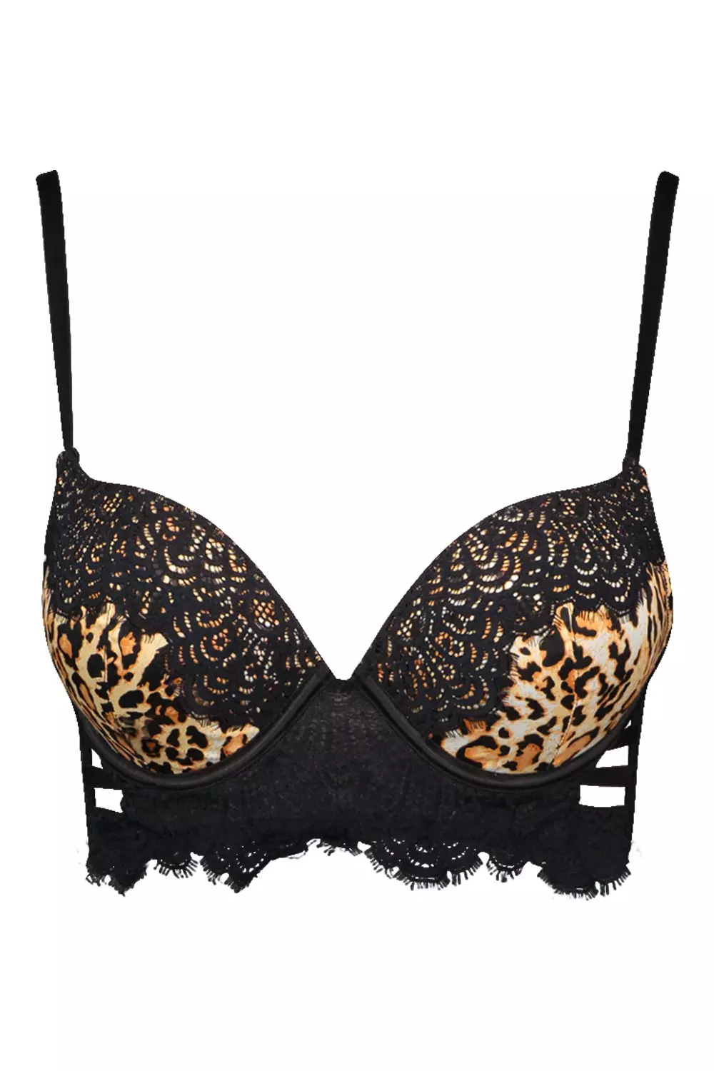 Brown Leopard Satin Super Push Up Bra alternative image