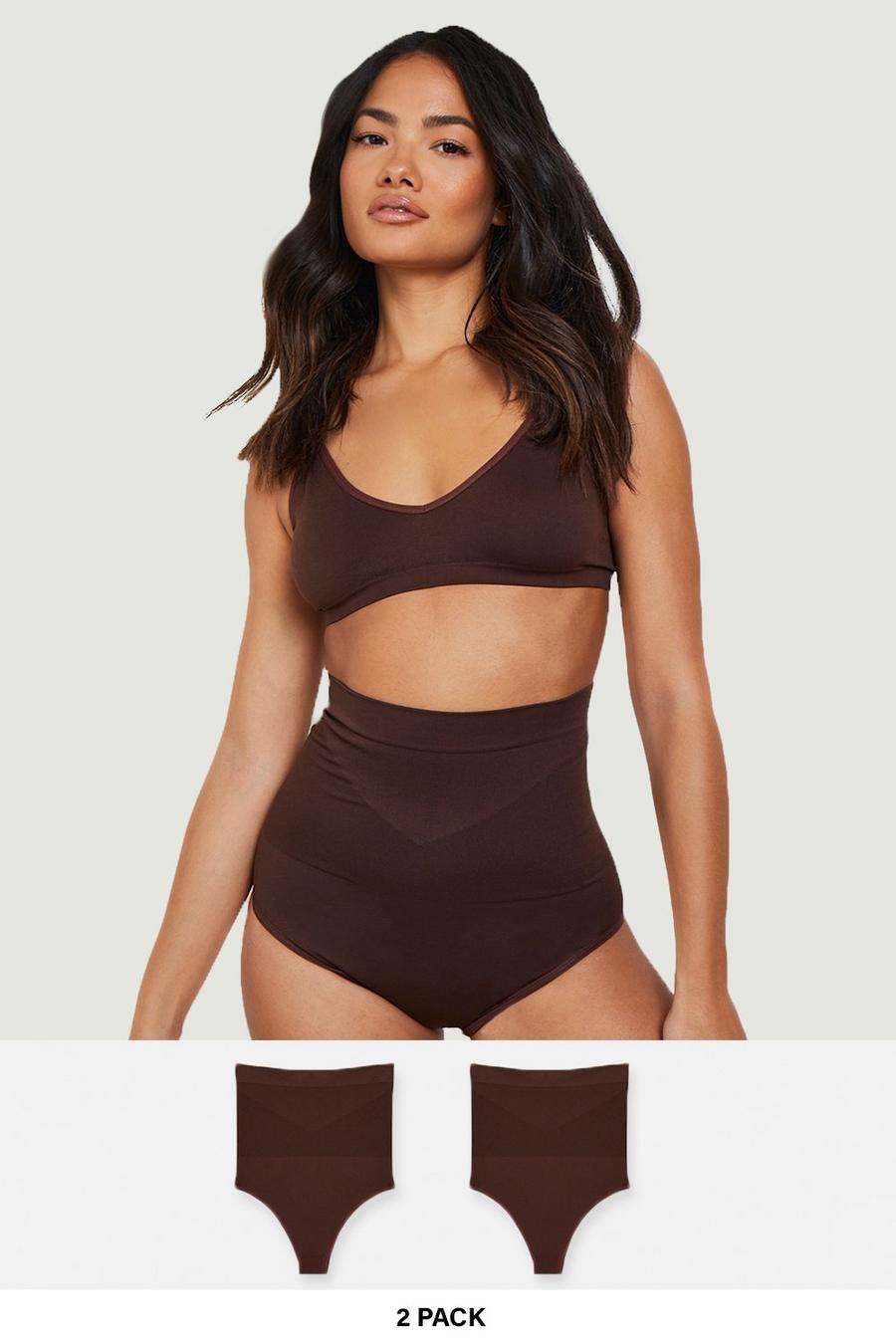 Chocolate brown 2 Pack High Waist Shaping Control Brief