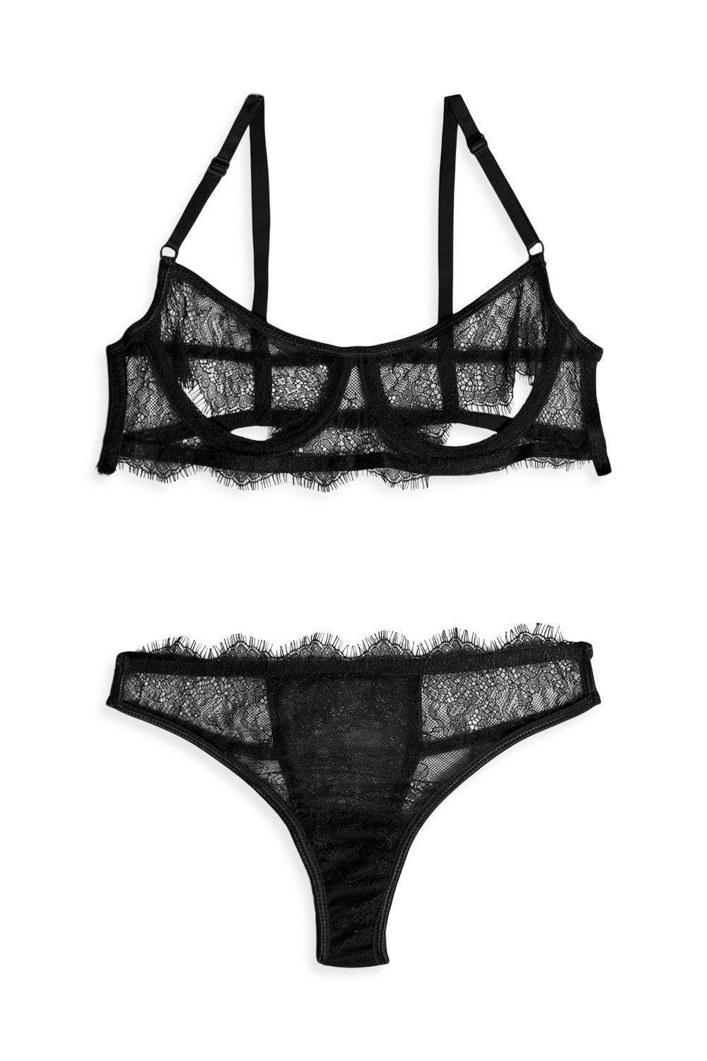 The Luxe Leaf Thong Set in Black – Plush Underwear