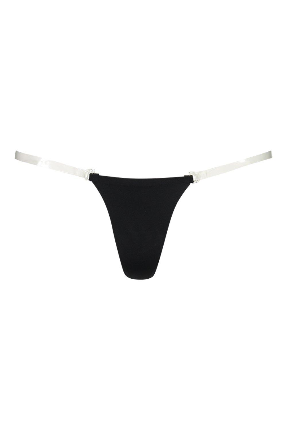 C string thong panty Strapless, clear Straps thong panty and double tape