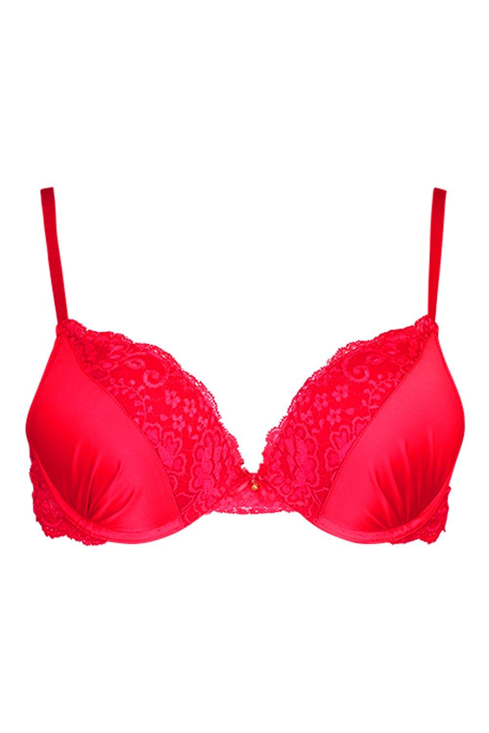 cheap price on sale site 32B Bombshell Miraculous Red Lace Strapless Bra  PushUp Lace Satin Rare