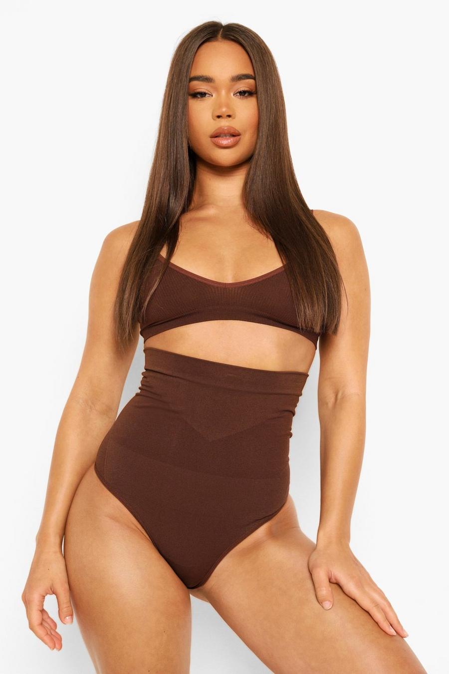 Chocolate brown High Waist Control Thong image number 1