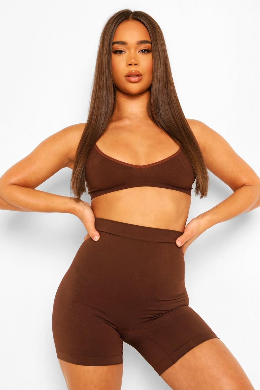 Short sculptant taille haute, Chocolate brown image number 1
