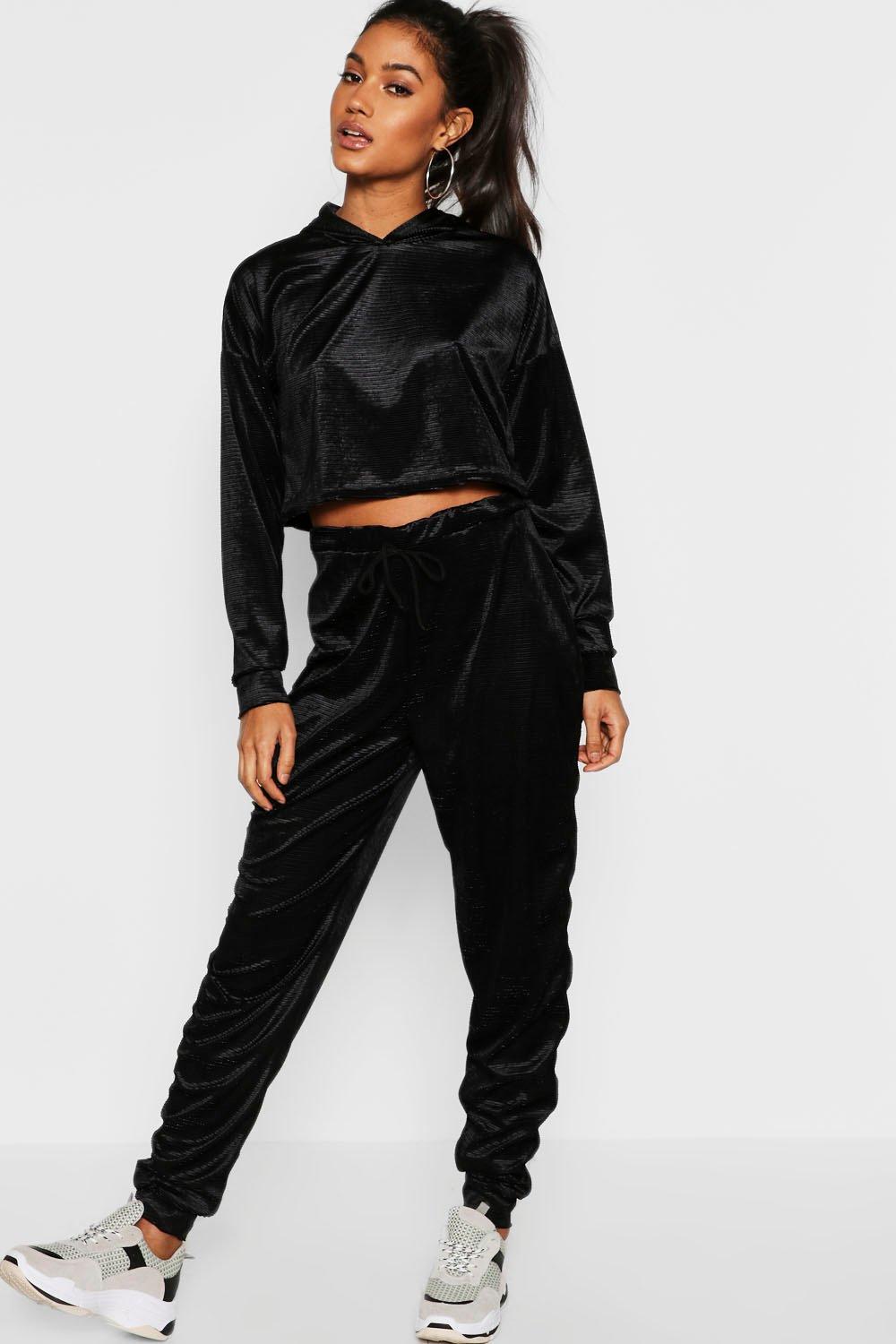 velvet tracksuit black