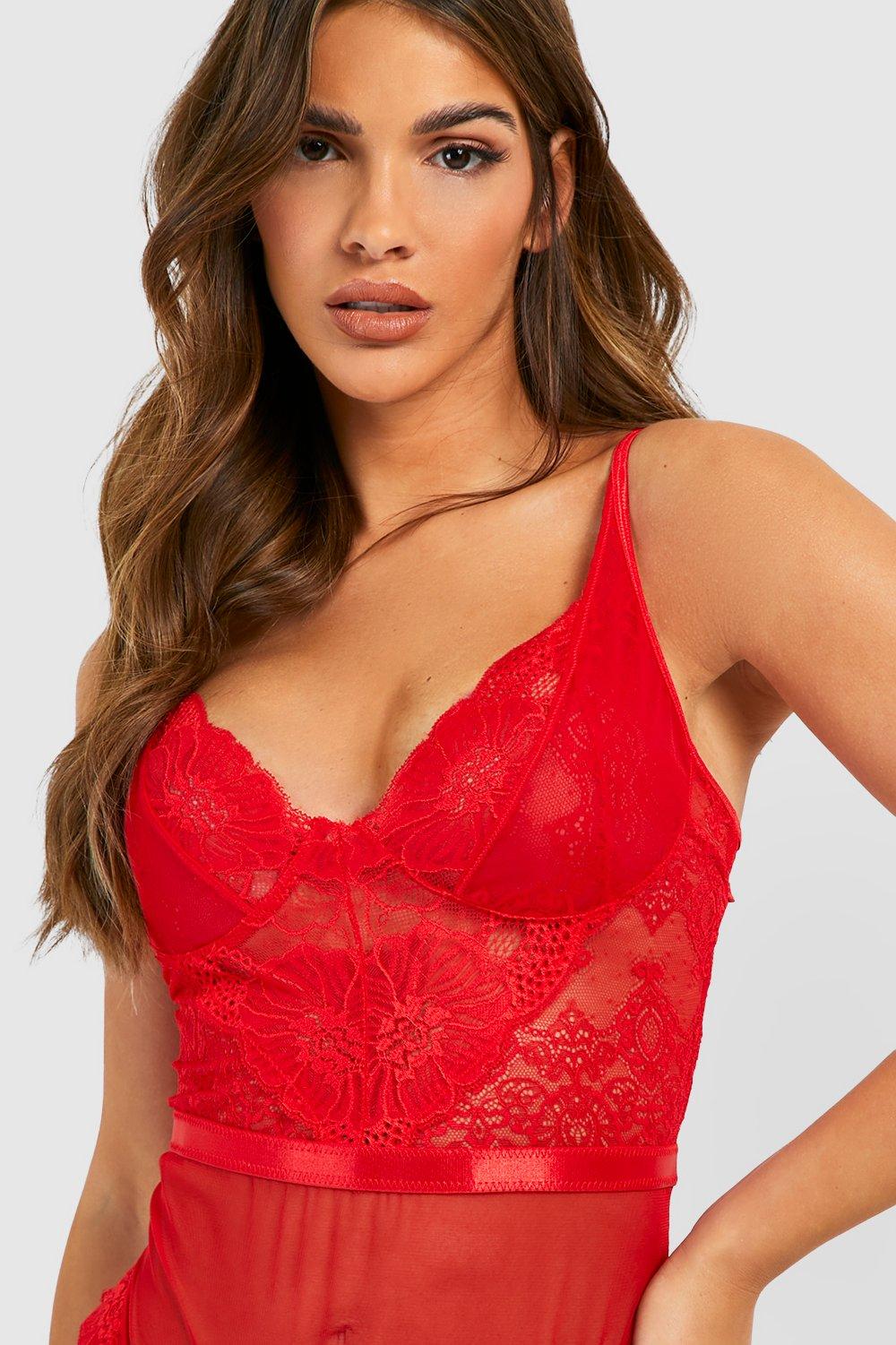 Women's Lace and Mesh Bodysuit