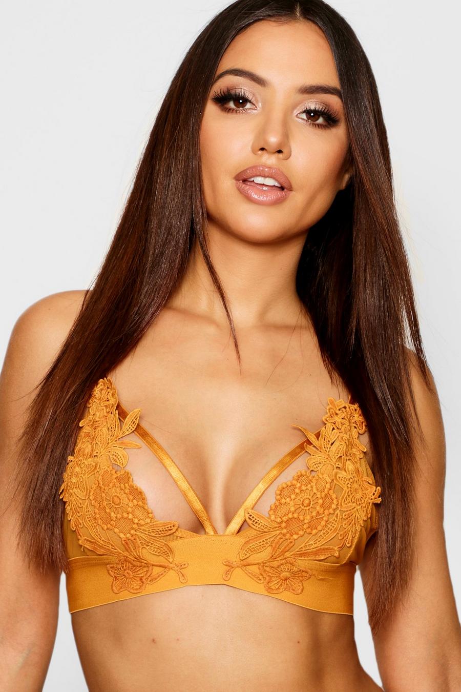 Mustard Applique Strapping Bralet image number 1