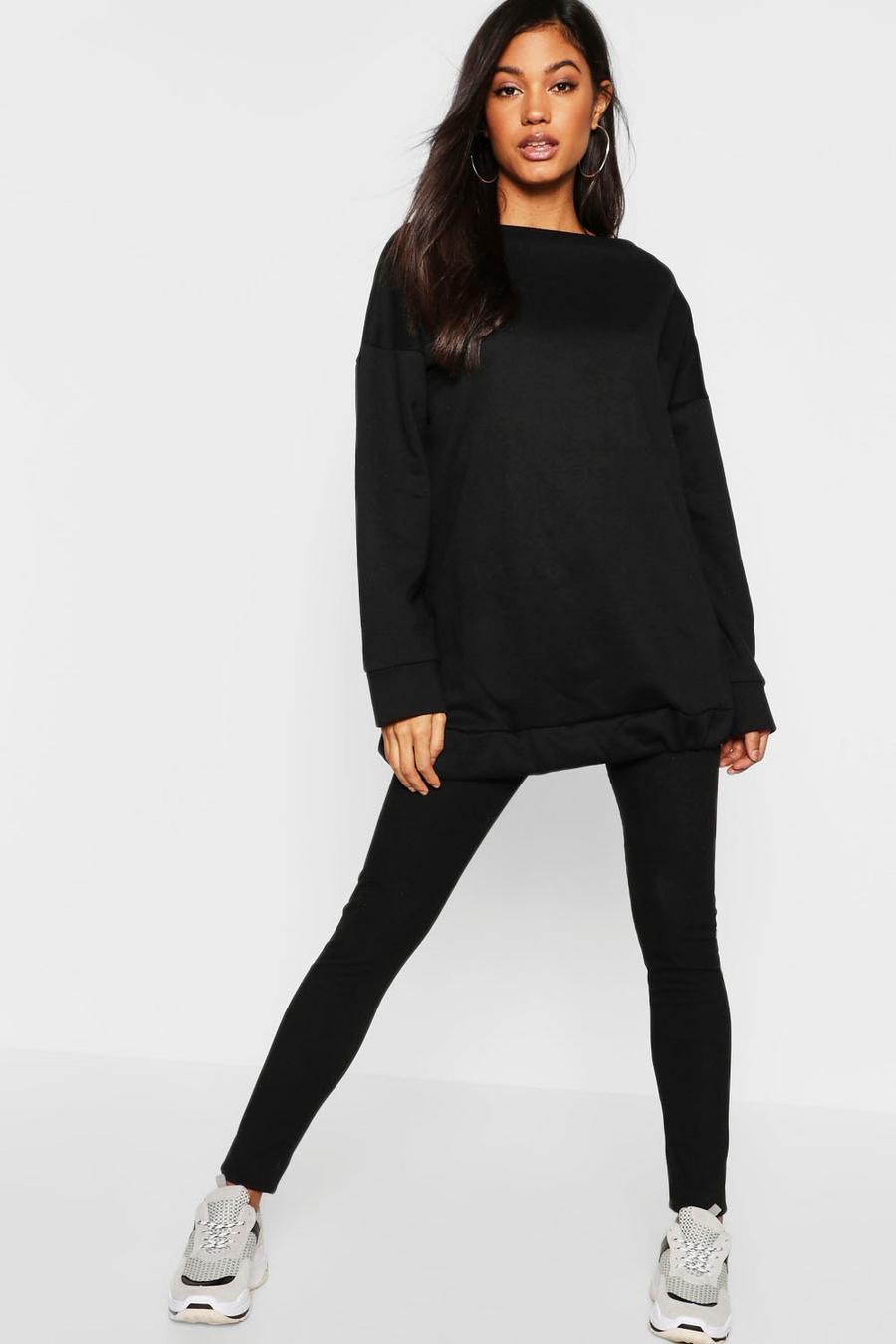 Black Sweatshirt i oversize-modell image number 1