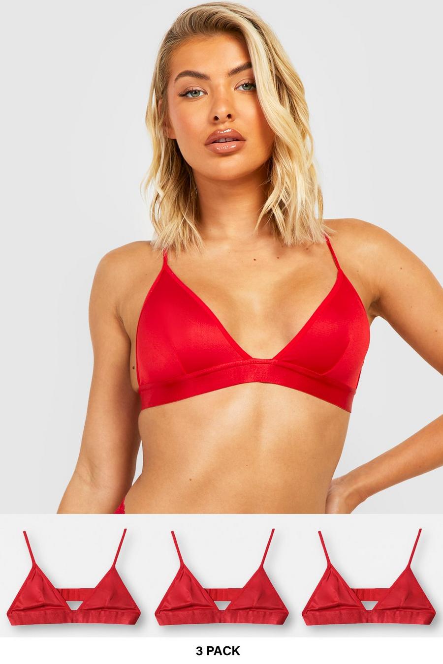 Red 3 Pack Triangle Bralet