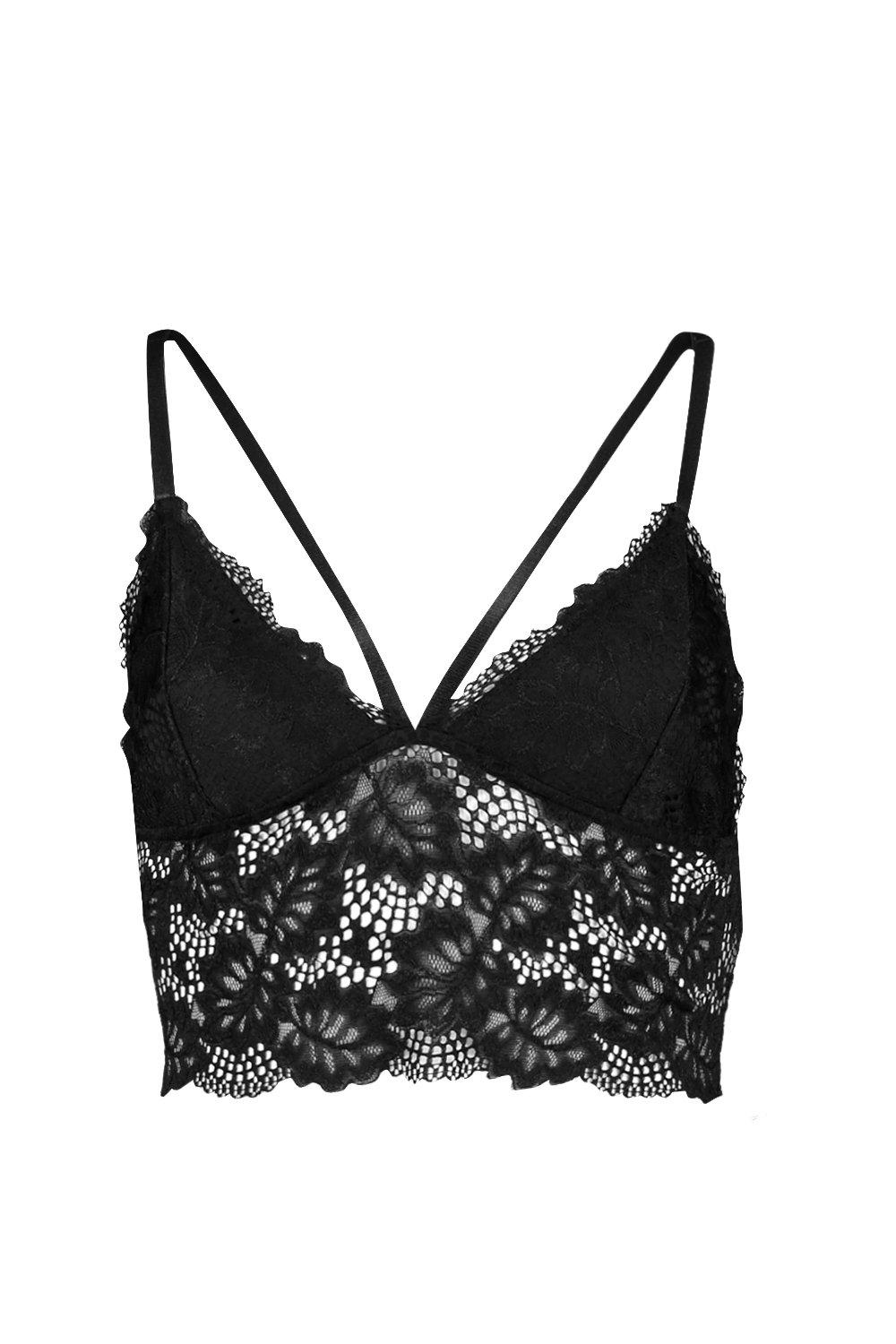 Bralette largo de encaje con tirantes boohoo ES