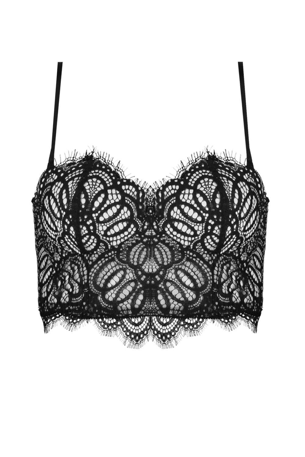 black lace longline bra