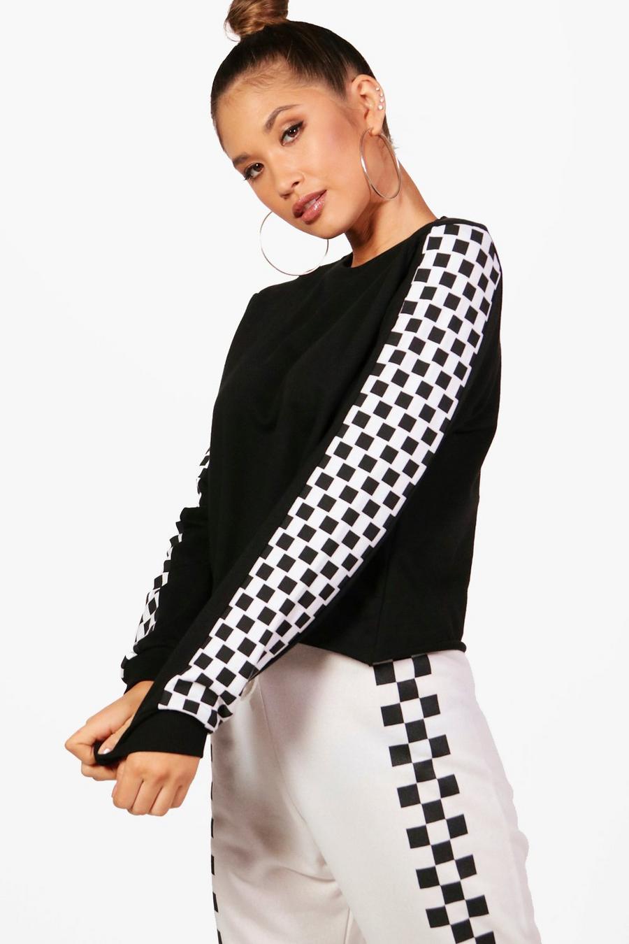 Black Naomi Athleisure Chequered Sweater image number 1