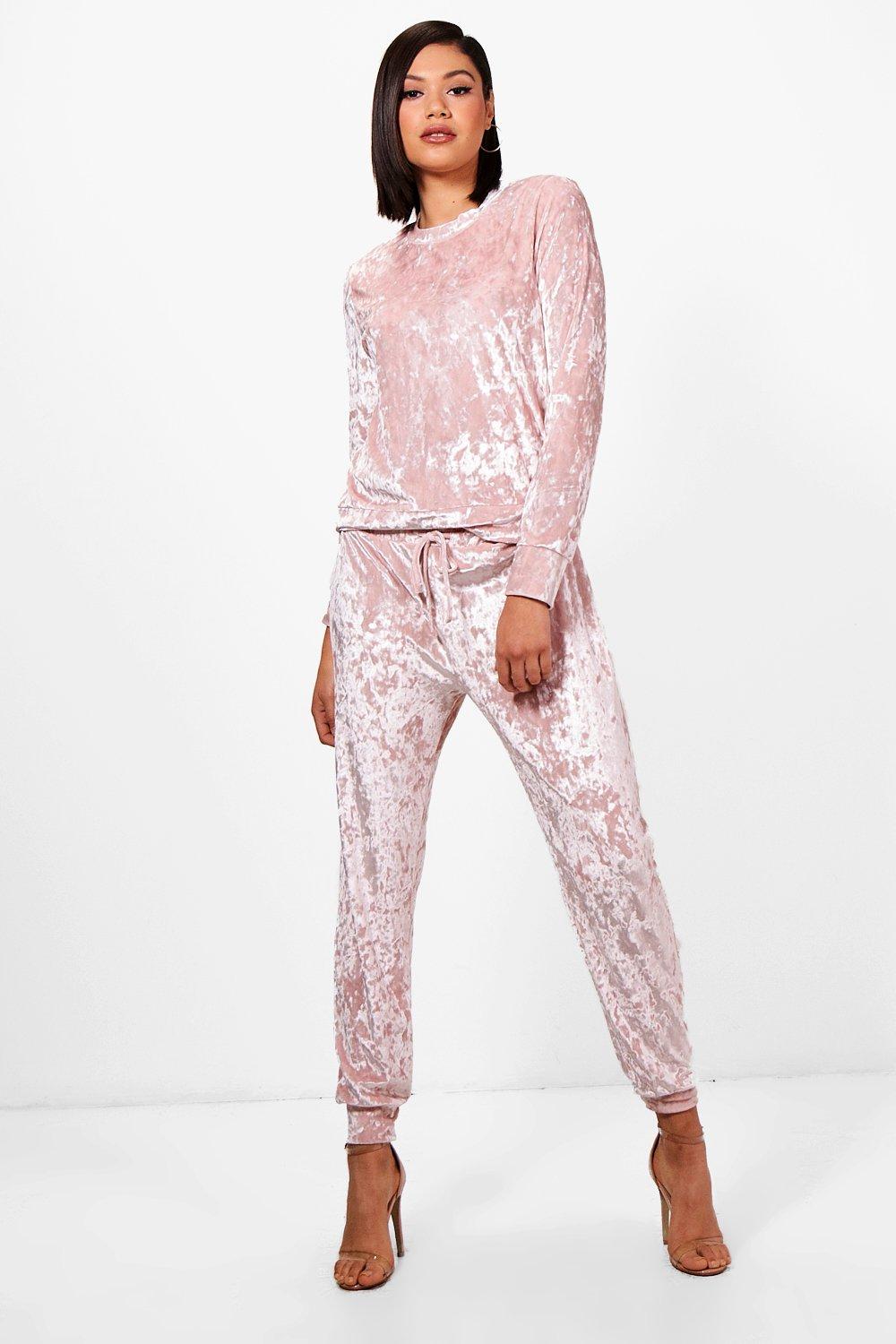 pink velvet sweatsuit