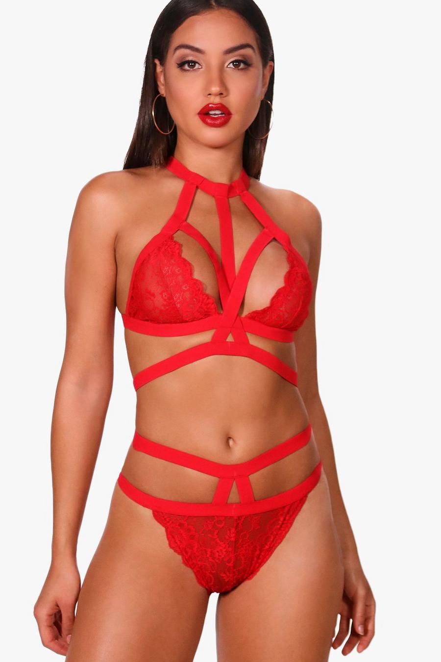 Red Strappy Lace Brief image number 1