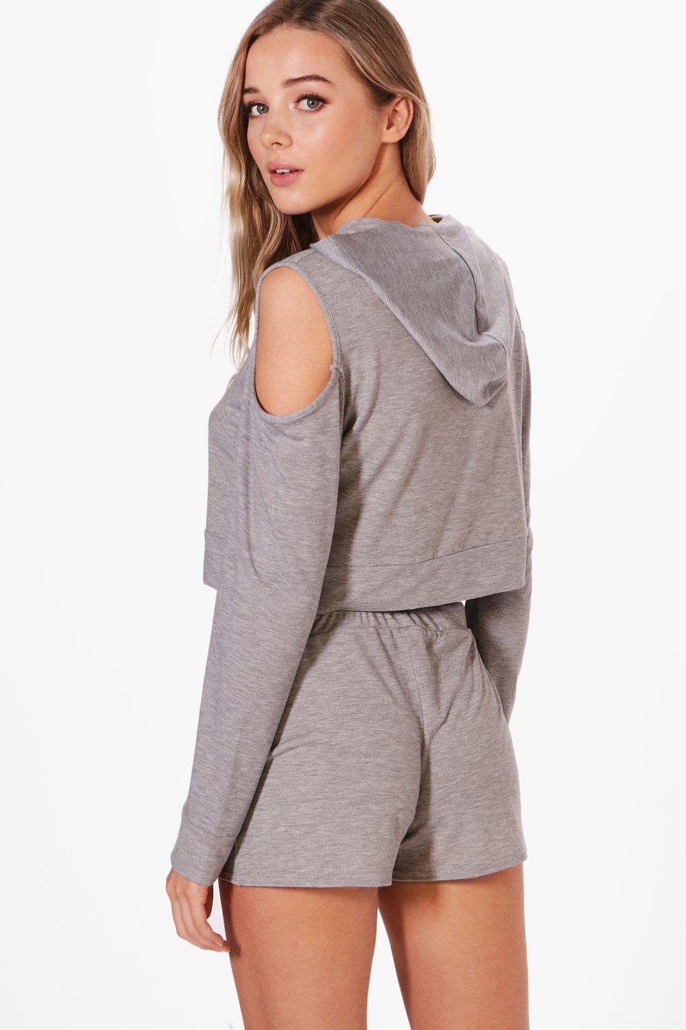 Plus two tone cold shoulder hoodie store
