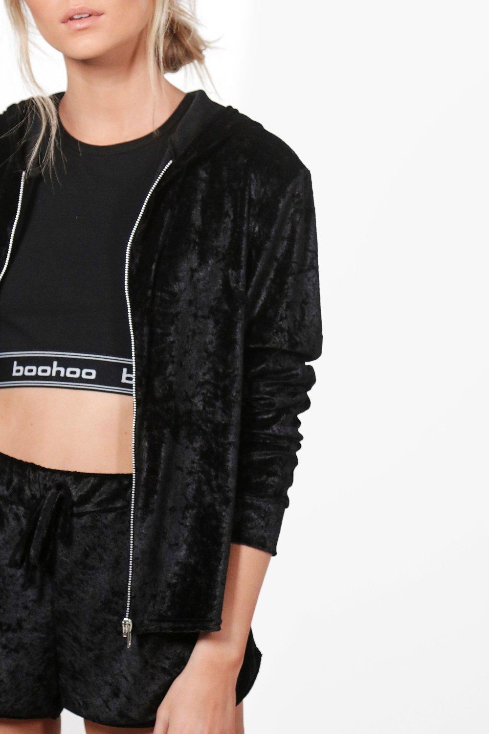 Velour shorts and hoodie set hotsell