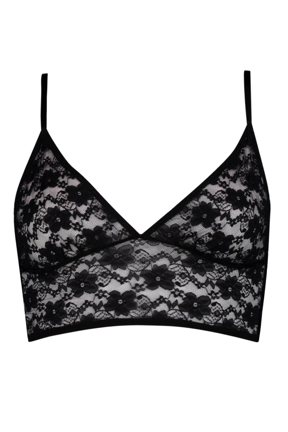 black lace longline bralette
