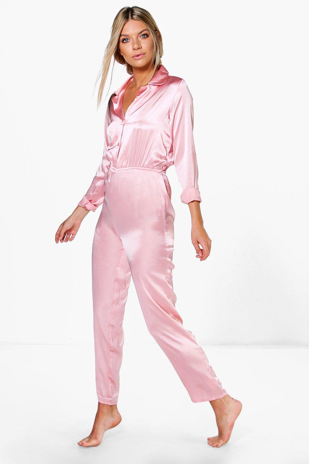 long sleeve satin jumpsuit