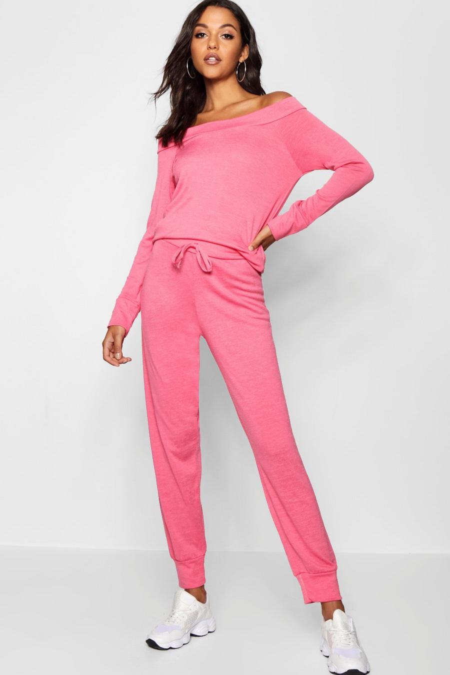 Pink Bardot Lounge Top And Trouser Set image number 1