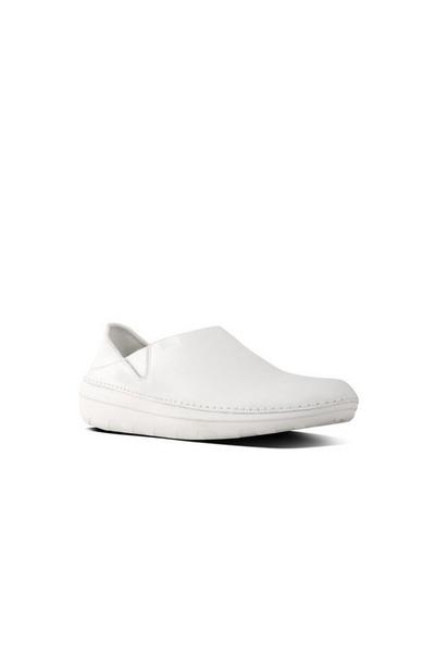 Fit Flop White 'Superloafer' Leather Slip On Shoes