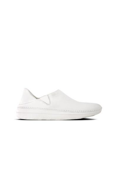 Fit Flop White 'Superloafer' Leather Slip On Shoes