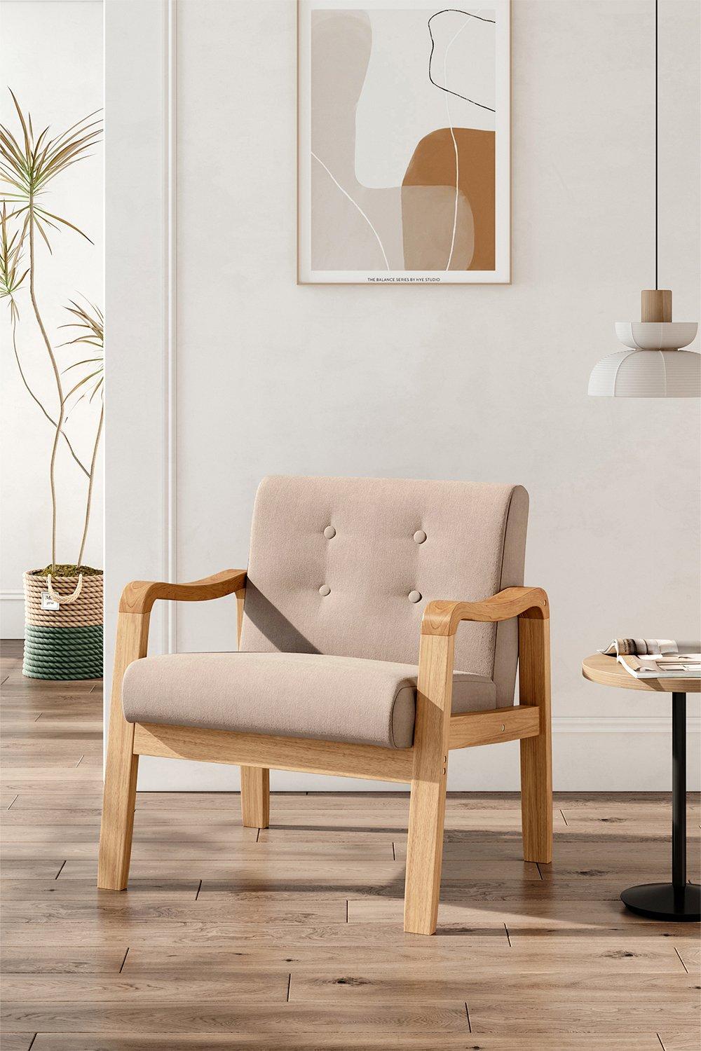 Sofas & Chairs | Upholstered Armchair with Wood Frame | Living and Home