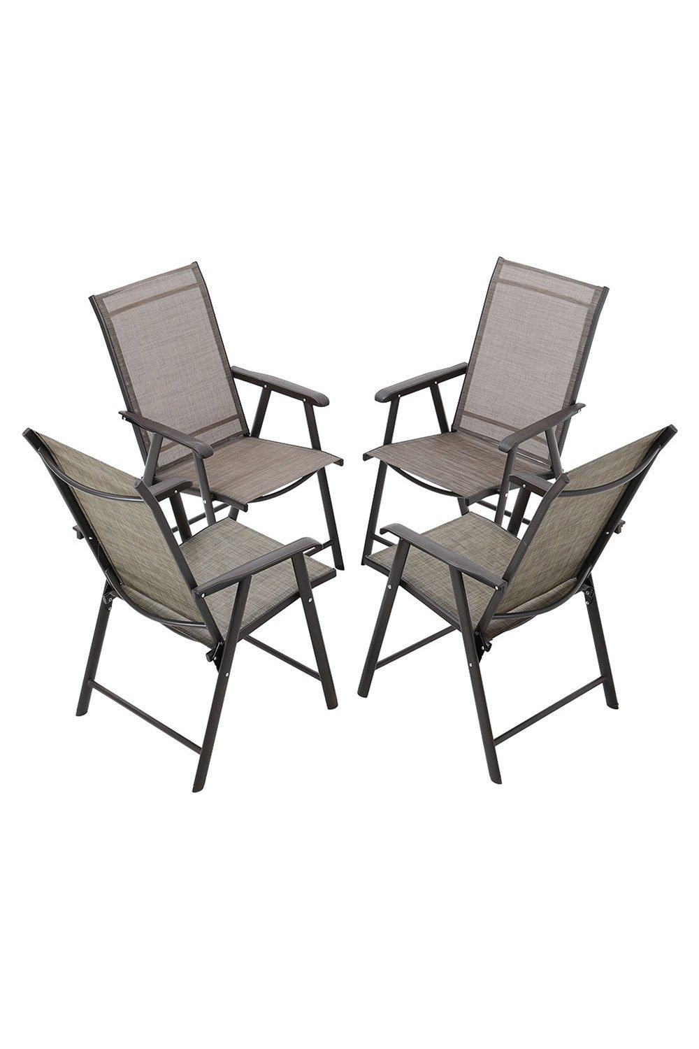 Garden Furniture | Outdoor Metal Foldable Chairs Set of 4 | Living and Home