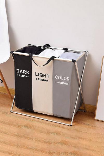 Living and Home Foldable Laundry Basket Large Detachable Sorter Hamper | Debenhams