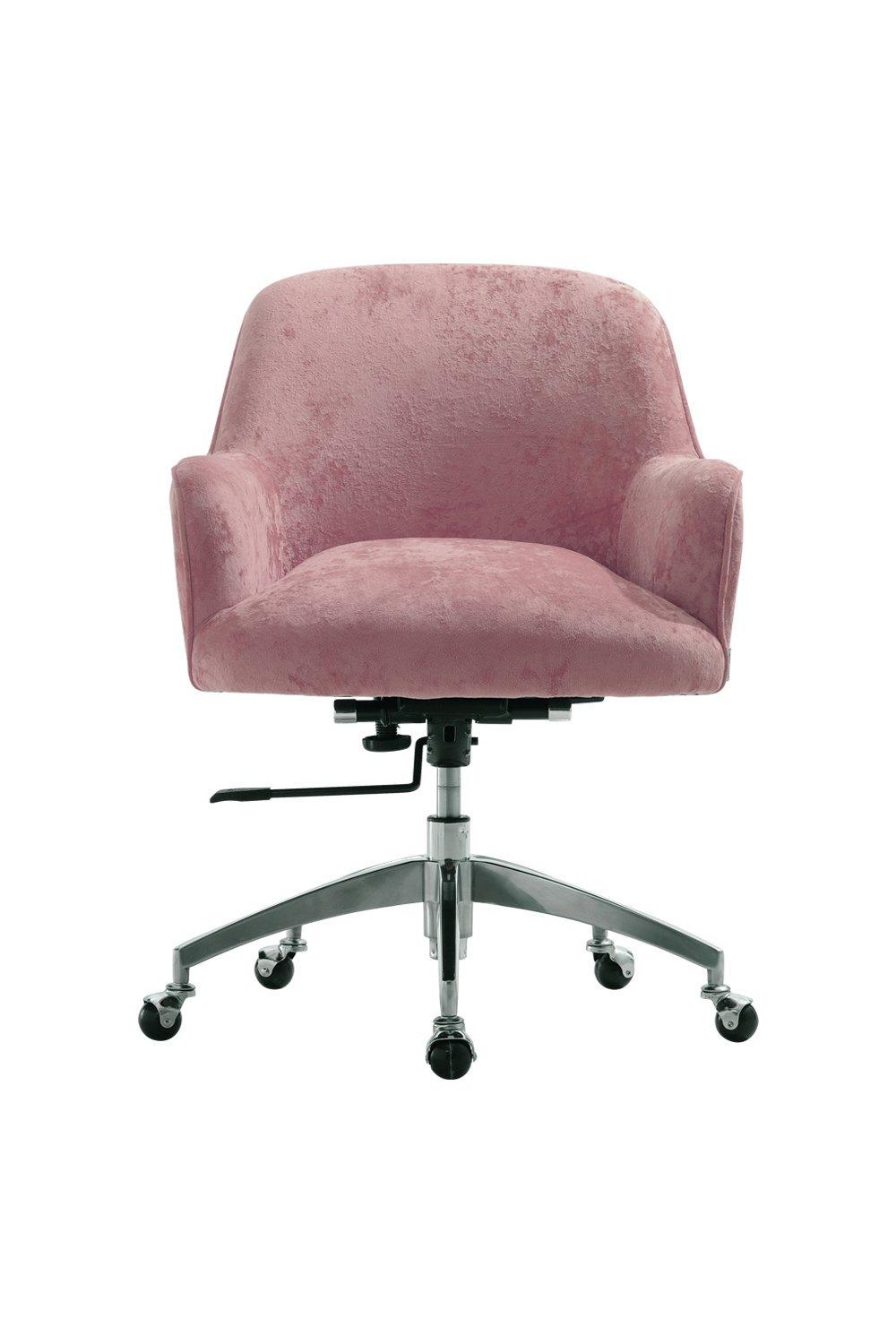 Sofas Chairs Velvet Upholstered Wheeled Swivel Office Chair   M0670586509237 Pink Xl 