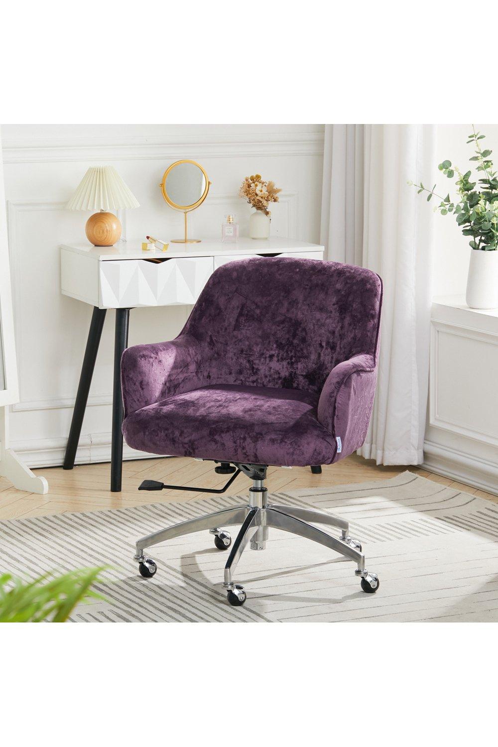 Sofas Chairs Velvet Upholstered Wheeled Swivel Office Chair   M0670586509244 Purple Xl 