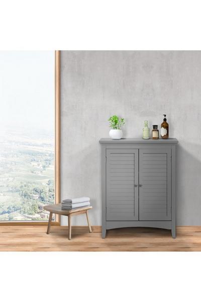Teamson Home Grey Glancy Wooden Bathroom Floor Cabinet & Shutter Doors Grey