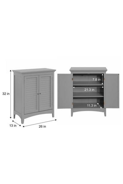 Teamson Home Grey Glancy Wooden Bathroom Floor Cabinet & Shutter Doors Grey