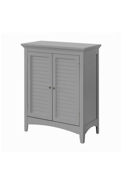 Teamson Home Grey Glancy Wooden Bathroom Floor Cabinet & Shutter Doors Grey