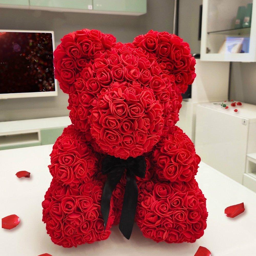 Artificial Flowers | Artificial Rose Foam Bow Teddy Bear with Gift Box ...