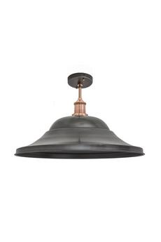 Industville Dark Grey Brooklyn Giant Hat Flush Mount, 21 Inch, Pewter, Copper Holder
