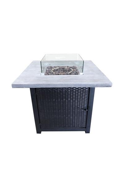 Teamson Home Brown Outdoor Garden Rattan Propane Gas Fire Pit Table Burner