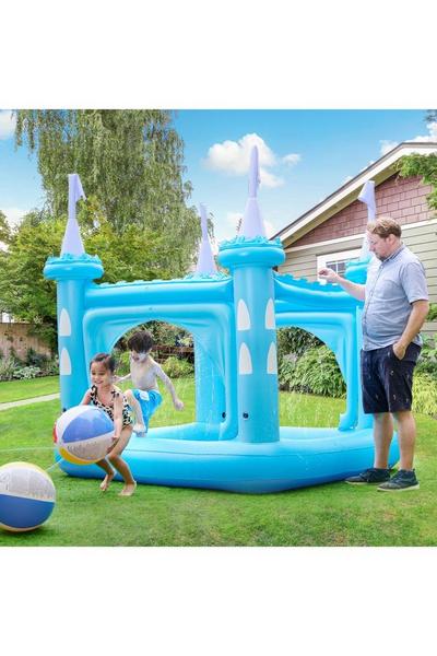Teamson Kids Blue Large Water Inflatable Paddling Pool With Sprinkler,