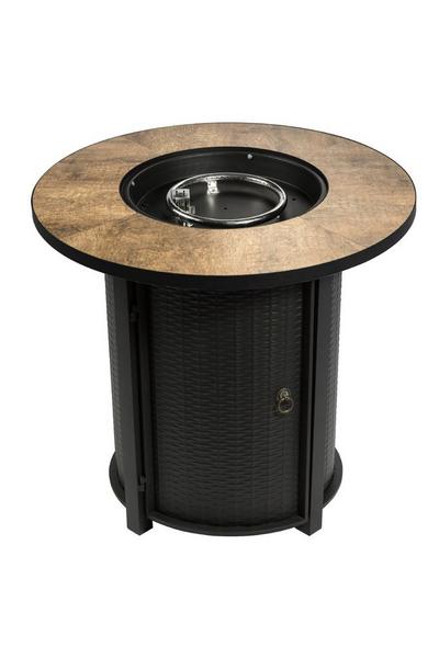 Teamson Home Black Outdoor Garden Tall Round Propane Gas Fire Pit Table Burner